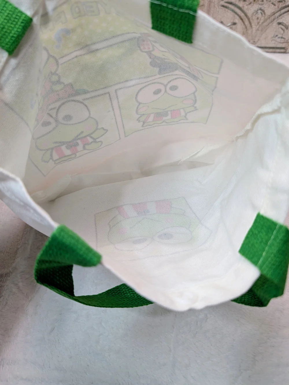 Sanrio Keropi Canvas Tote with Button Snap Closure